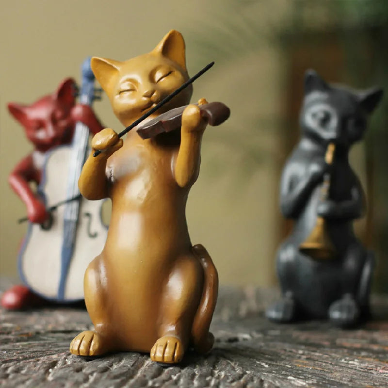 ALDO Décor>Artwork>Sculptures & Statues Country Cat Band Three-Piece Suit Animal Sculpture
