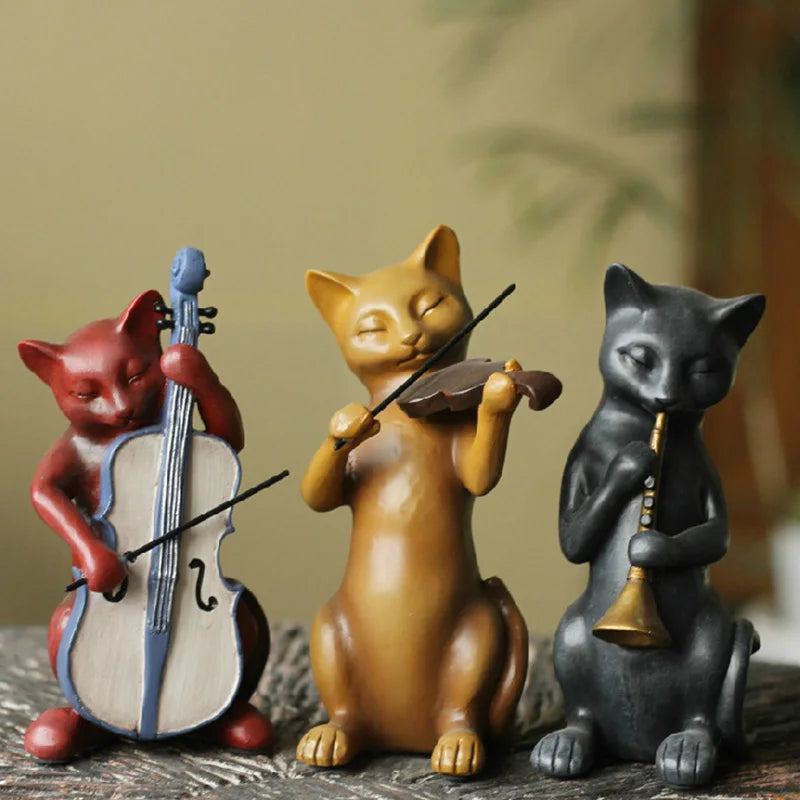ALDO Décor>Artwork>Sculptures & Statues Country Cat Band Three-Piece Suit Animal Sculpture