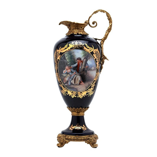 ALDO Decor > Artwork > Sculptures & Statues Designer Vintage Versale Palace Style Large Ceramic Vase with Cooper Ornamets