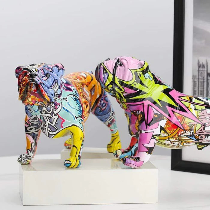 ALDO Décor>Artwork>Sculptures & Statues Graffiti English Bulldog Abstract Design Pink Statue