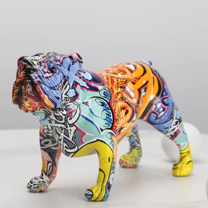 ALDO Décor>Artwork>Sculptures & Statues Graffiti English Bulldog Abstract Design Pink Statue