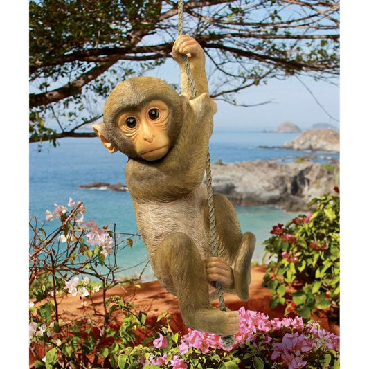 ALDO Décor>Artwork>Sculptures & Statues Hanging Baby Monkey Chimpanzee  Zen Animal Garden Statue