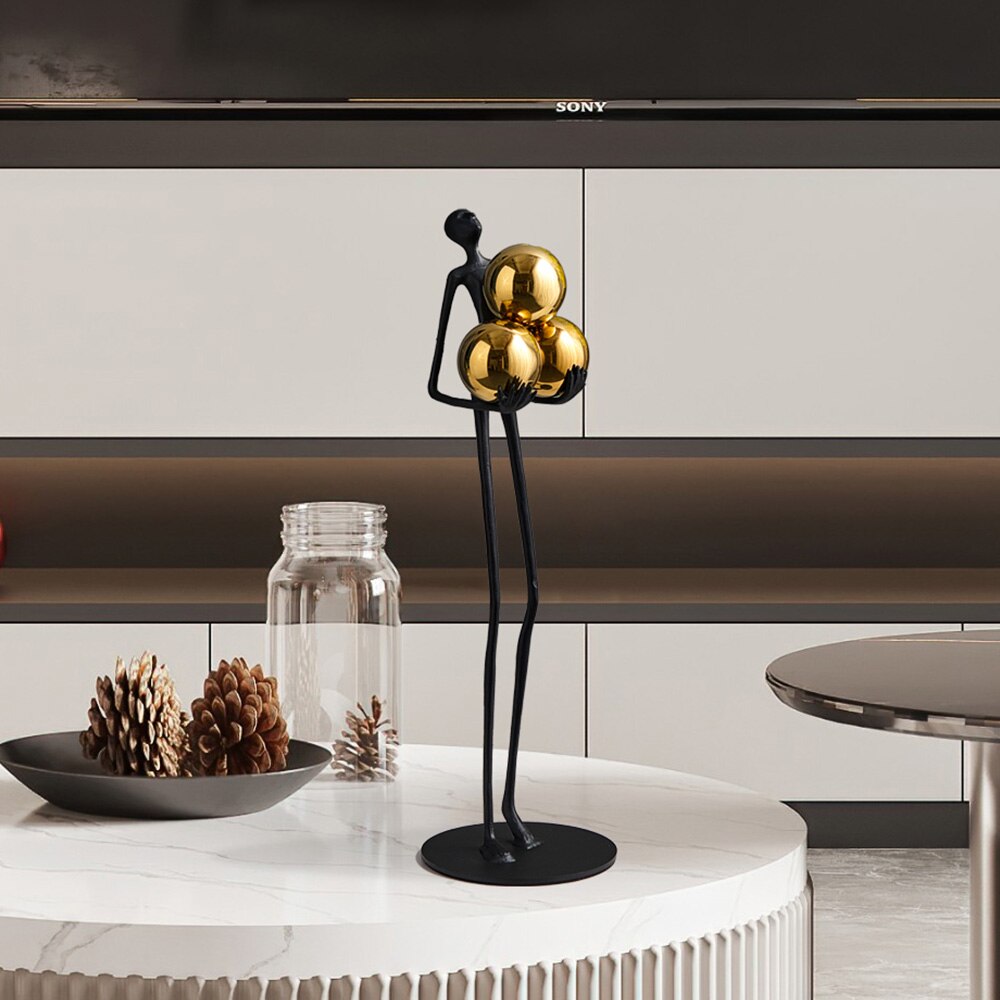 ALDO Décor>Artwork>Sculptures & Statues Modern  Desktop Sculpture Man with Golden Balls  Statue
