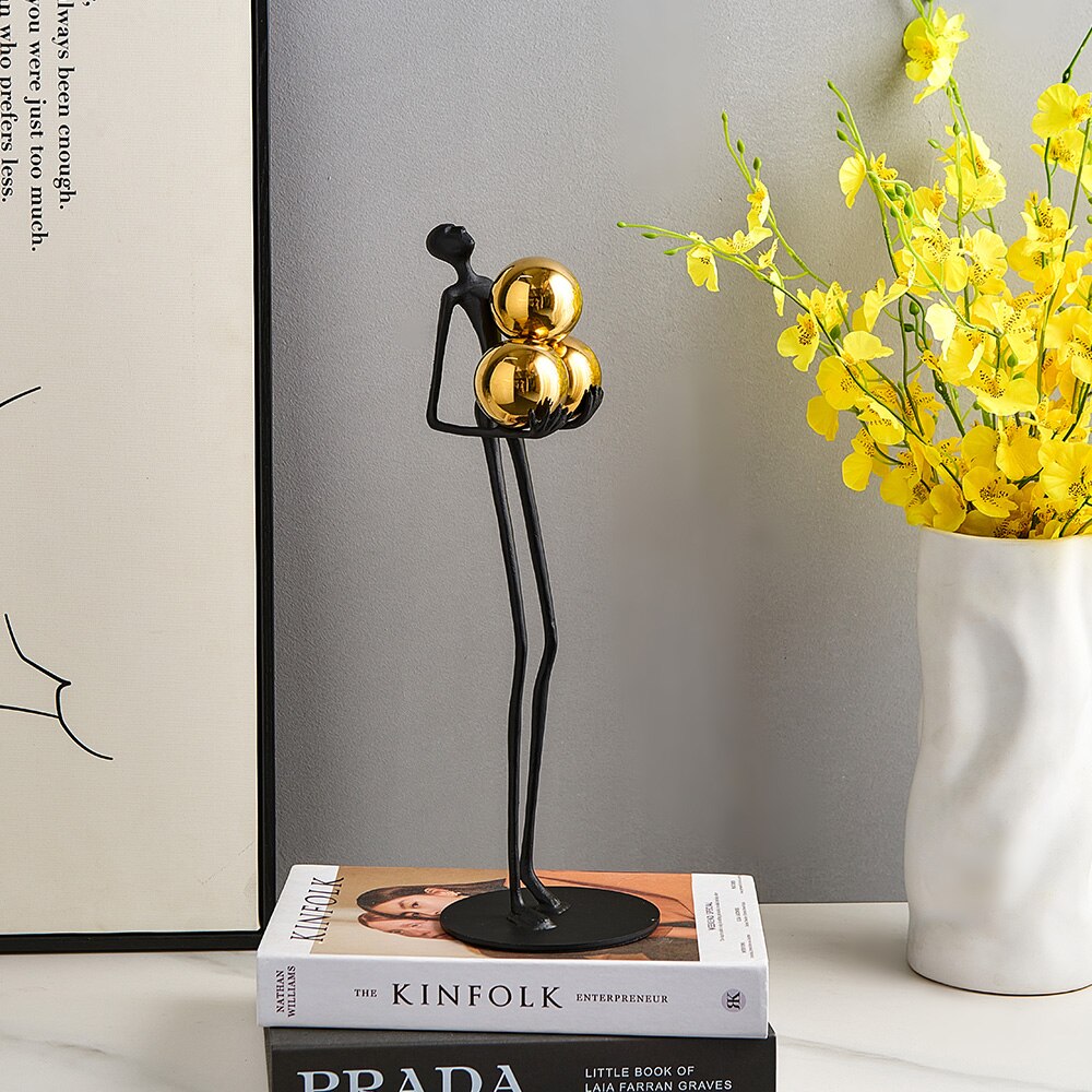 ALDO Décor>Artwork>Sculptures & Statues Modern  Desktop Sculpture Man with Golden Balls  Statue