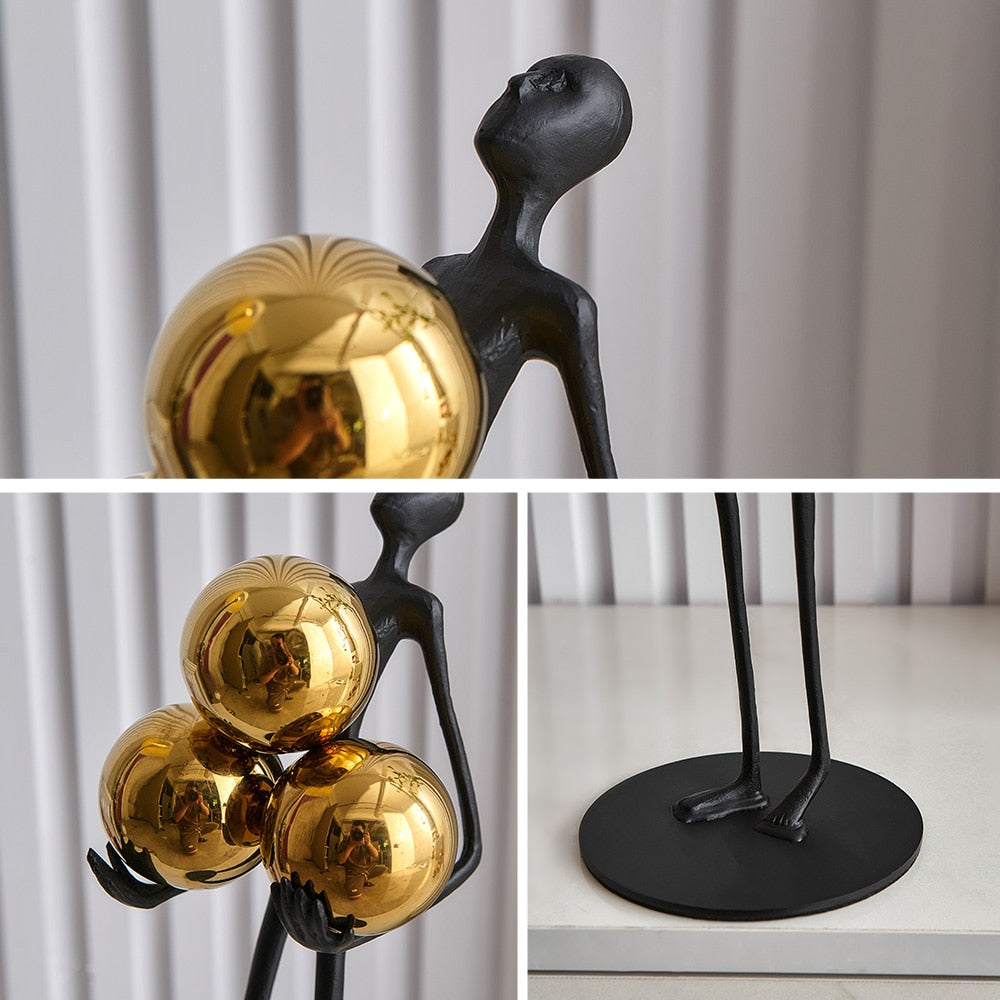 ALDO Décor>Artwork>Sculptures & Statues Modern  Desktop Sculpture Man with Golden Balls  Statue