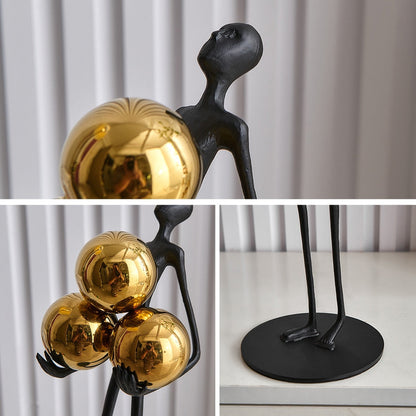 ALDO Décor>Artwork>Sculptures & Statues Modern  Desktop Sculpture Man with Golden Balls  Statue