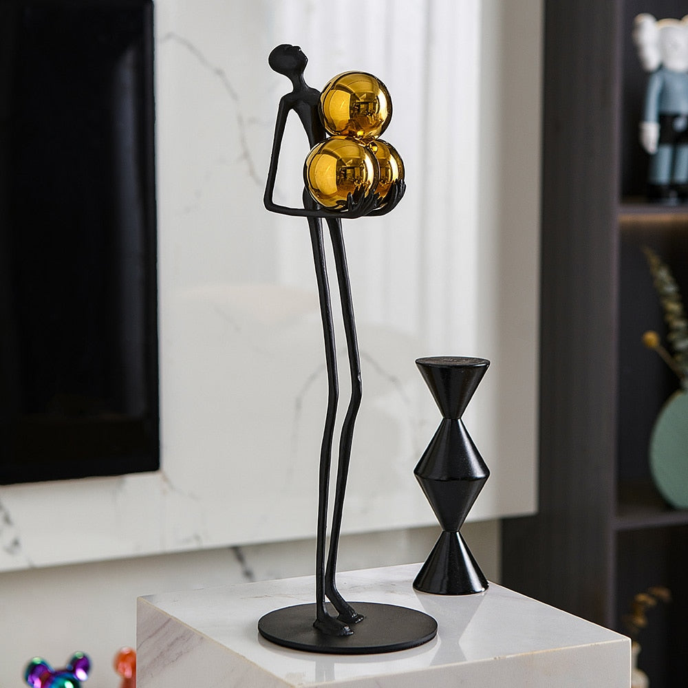 ALDO Décor>Artwork>Sculptures & Statues Modern  Desktop Sculpture Man with Golden Balls  Statue