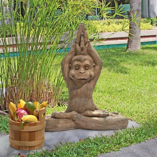 ALDO Décor>Artwork>Sculptures & Statues Monkey Mantra Zen Animal Garden Statue