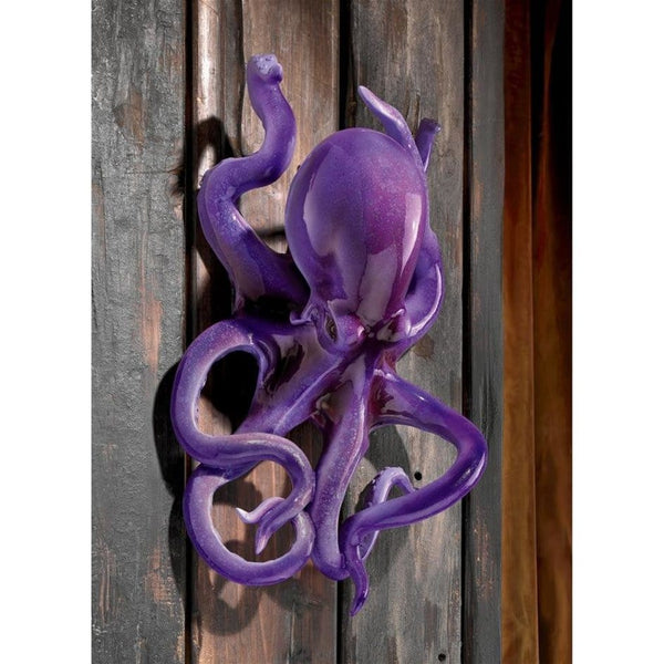 ALDO Décor>Artwork>Sculptures & Statues Purple Octopus of the Coral Reef Steampunk Garden Wall Sculpture