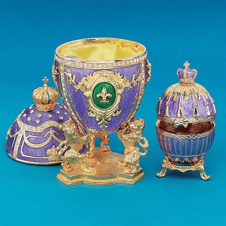 ALDO Decor > Artwork > Sculptures & Statues Royal Romanov-Style Unique Collectible Enameled Egg Fleur-de-Lis