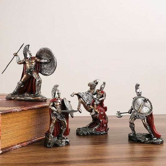 ALDO Décor>Artwork>Sculptures & Statues Size: 5" X 5.5" Inches / NEW / resin Roman Spartan Warriors Statues Set of Four