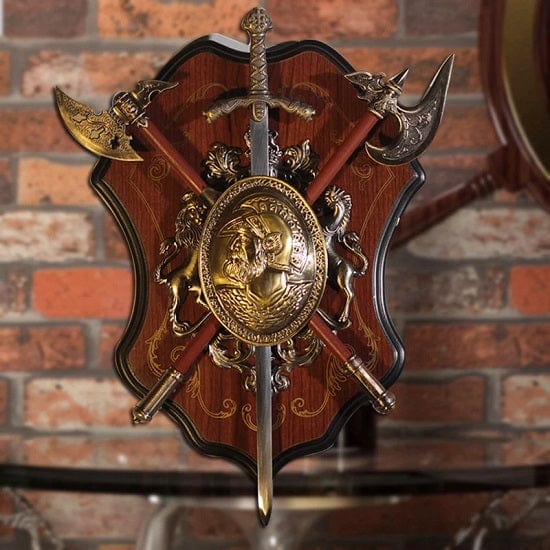 ALDO Decor > Artwork > Sculptures & Statues Style A Ancient Roman,Greek and Medival Armor Ornaments on Wood Wall Decor