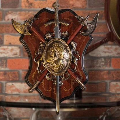ALDO Decor > Artwork > Sculptures & Statues Style A Ancient Roman,Greek and Medival Armor Ornaments on Wood Wall Decor