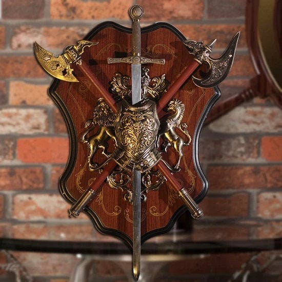 ALDO Decor > Artwork > Sculptures & Statues Style C Ancient Roman,Greek and Medival Armor Ornaments on Wood Wall Decor