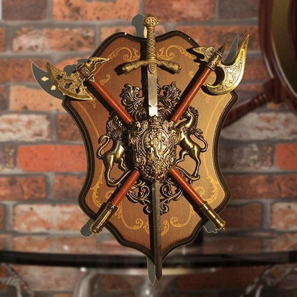 ALDO Decor > Artwork > Sculptures & Statues Style D Ancient Roman,Greek and Medival Armor Ornaments on Wood Wall Decor