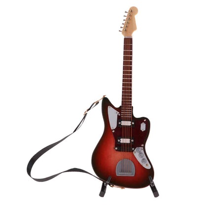 ALDO Decor > Artwork > Sculptures & Statues (W x H): Approx. 6.5 x 18cm/2.56 x 7.09 inch / NEW / wood Miniature Electric Guitar with Stand Mini Musical Instrument