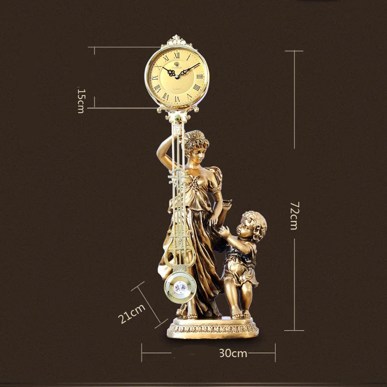 ALDO Decor > Clocks Classical Goddess of Time  With Golden Angel Sculptural Pendulum Clock