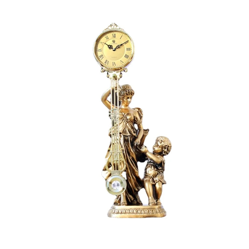 ALDO Decor > Clocks Classical Goddess of Time  With Golden Angel Sculptural Pendulum Clock