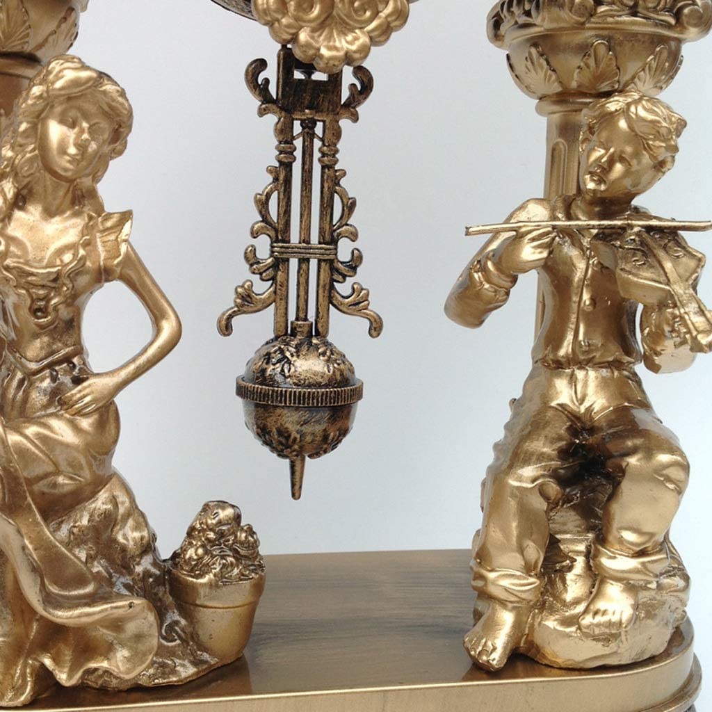 ALDO Decor > Clocks NEW / resin / Length 22*Width 10*Height 33cm Vintage Pendulum  Table Clock Golden Statues and Musical Theme