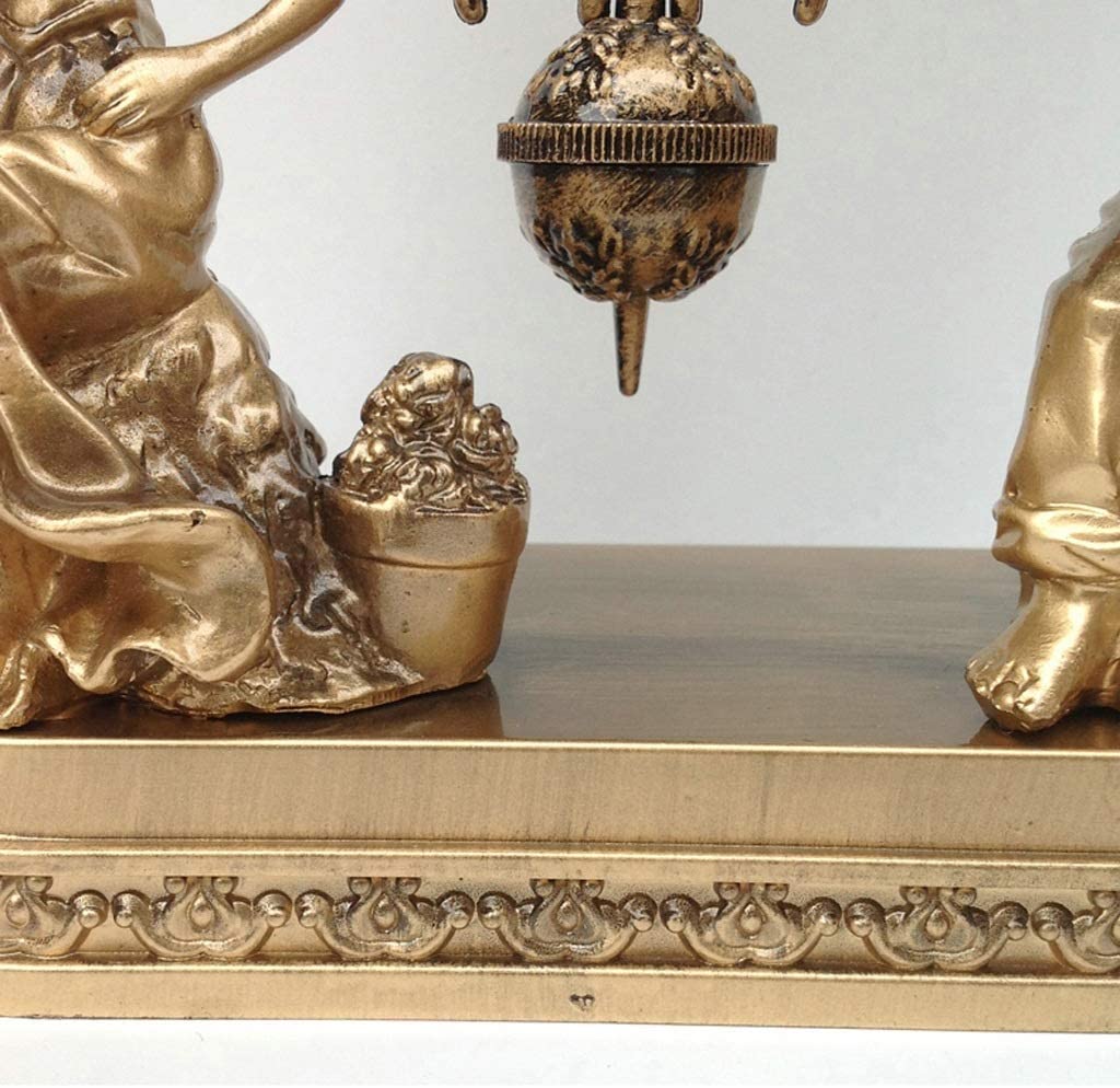 ALDO Decor > Clocks NEW / resin / Length 22*Width 10*Height 33cm Vintage Pendulum  Table Clock Golden Statues and Musical Theme