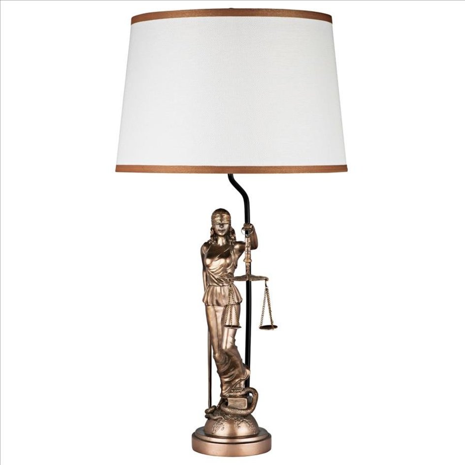 ALDO Décor>Lighting > Lamps NEW / resin / 15″dia.x28.5″H. Goddess of Justice Themis Greek Goddess of Law Table Lamp