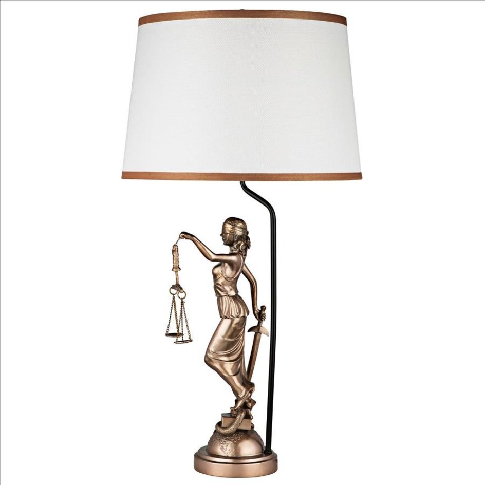 ALDO Décor>Lighting > Lamps NEW / resin / 15″dia.x28.5″H. Goddess of Justice Themis Greek Goddess of Law Table Lamp
