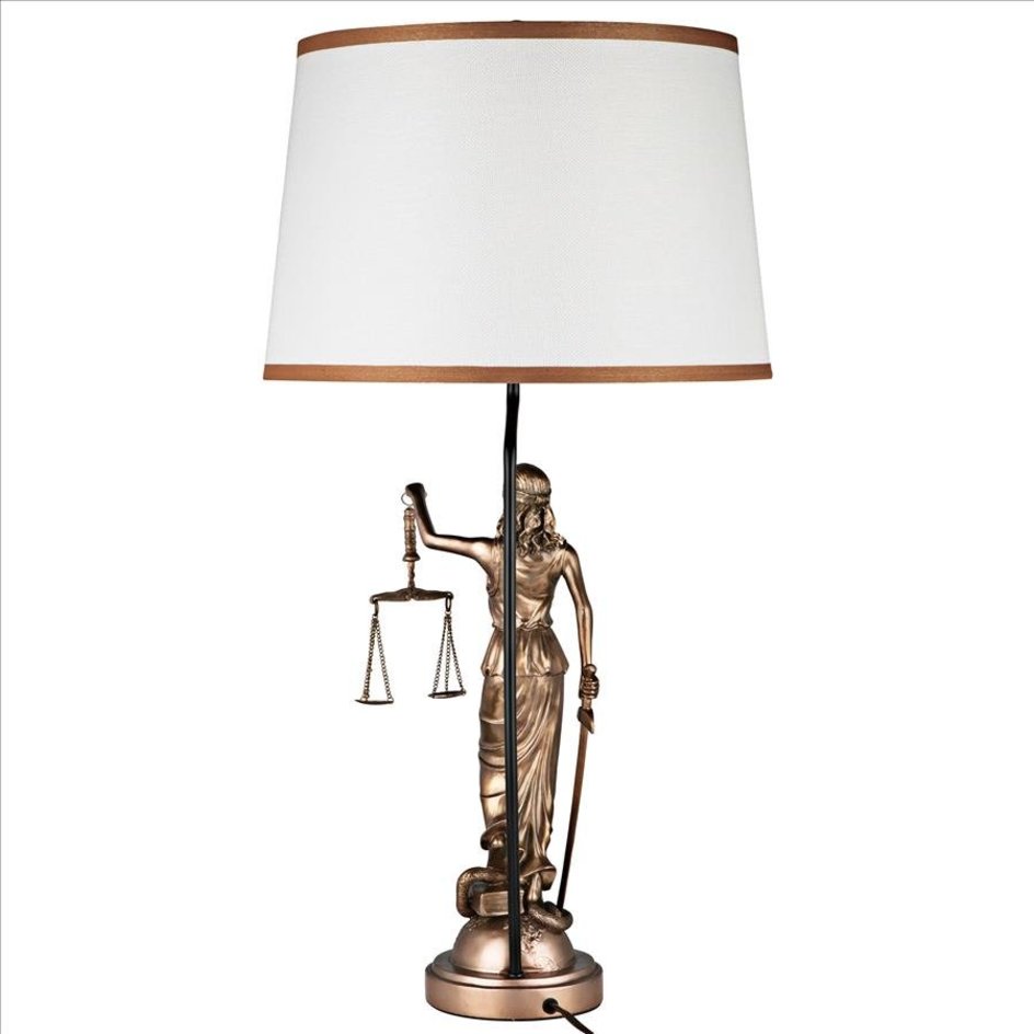 ALDO Décor>Lighting > Lamps NEW / resin / 15″dia.x28.5″H. Goddess of Justice Themis Greek Goddess of Law Table Lamp