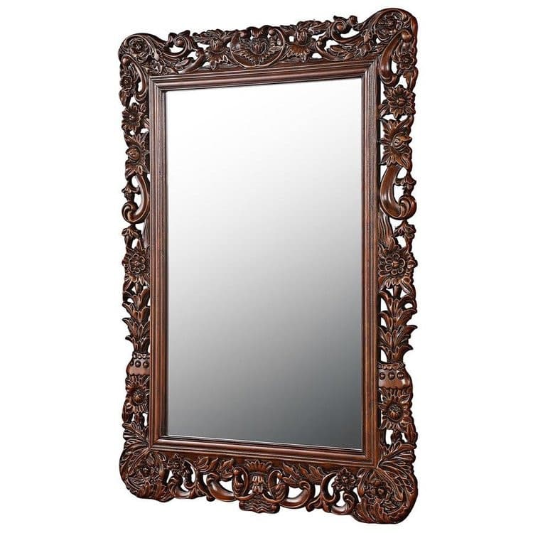 ALDO Décor>Mirrors 29.5"Wx1"Dx45.5"H / new / resin French Royal Baroque Antique Replica Hardwood Mirror