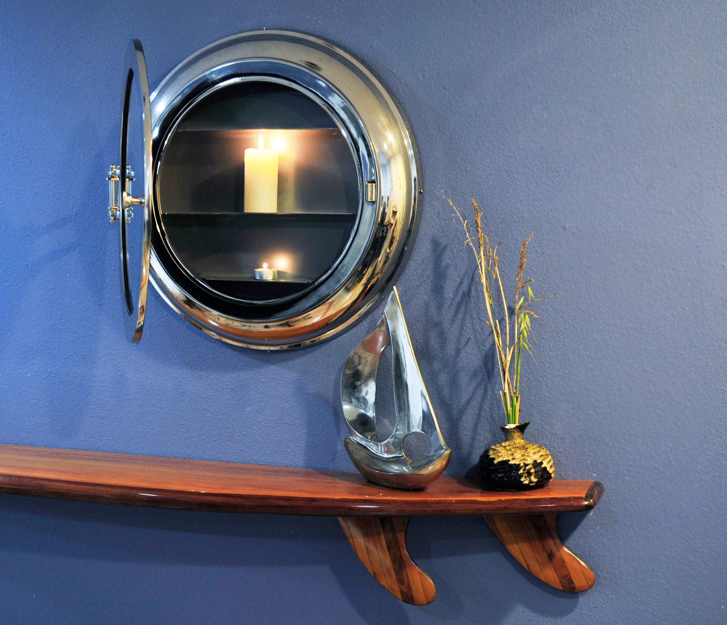 ALDO Décor>Mirrors Aluminum  Porthole Wall Mirror with Storage