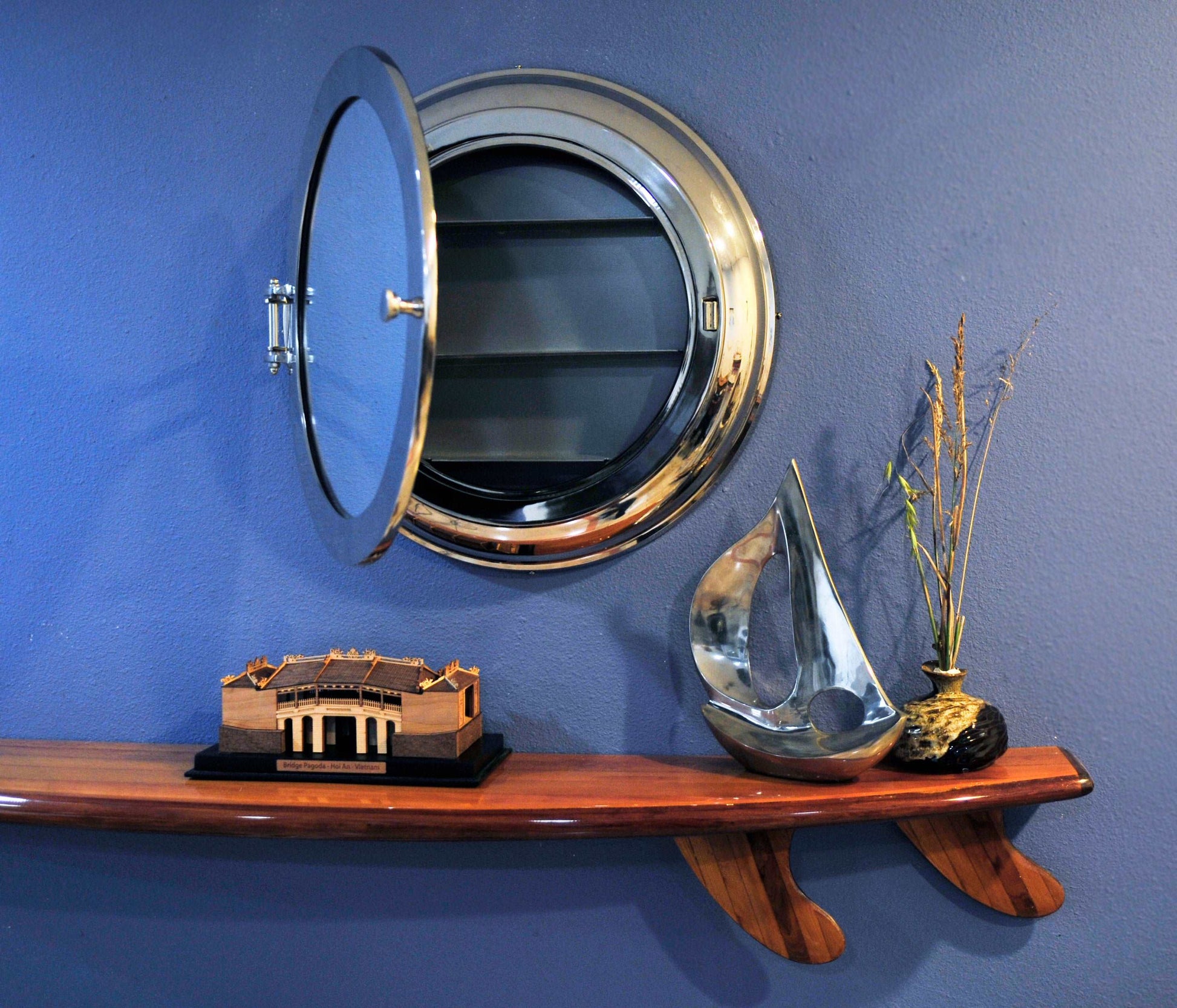 ALDO Décor>Mirrors Aluminum  Porthole Wall Mirror with Storage