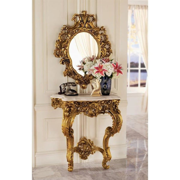 ALDO Décor>Mirrors French Rococo Style  17C Madame Antoinette Wall Console Table and Mirror Set