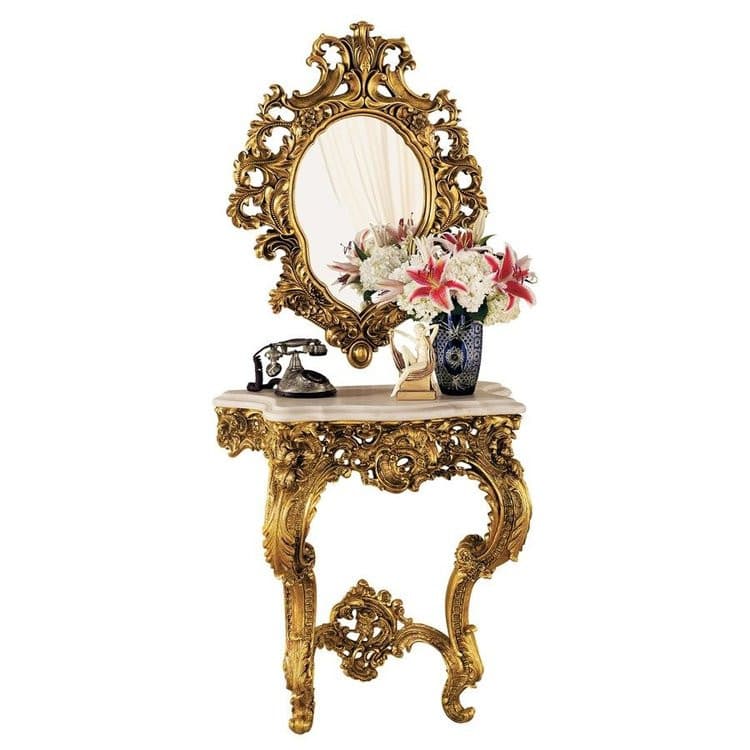 ALDO Décor>Mirrors French Rococo Style  17C Madame Antoinette Wall Console Table and Mirror Set
