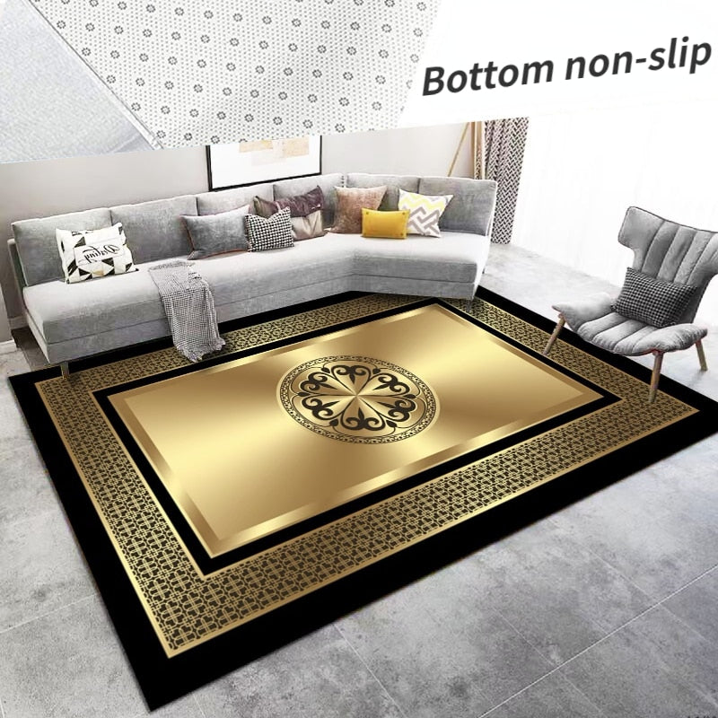 ALDO Decor > Rugs 140x200cm 55x78.7in / Fleece Fabric / Golden Medusa Flower Golden Modern Medusa Flower Carpet Luxury Non-Slip Floor Mat Rug Carpet