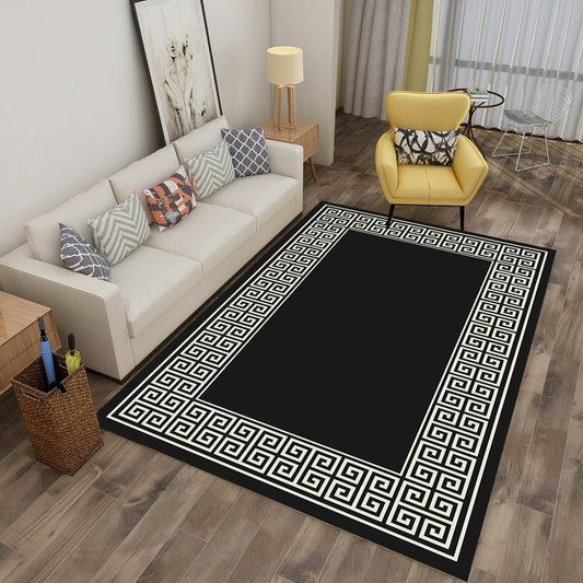 ALDO Decor > Rugs 2.6 feet Wide x 4 feet Long / Polyester / Black and White Double Layer Modern Designer Black and White Double Layer Luxury Non-Slip  Rug Carpet