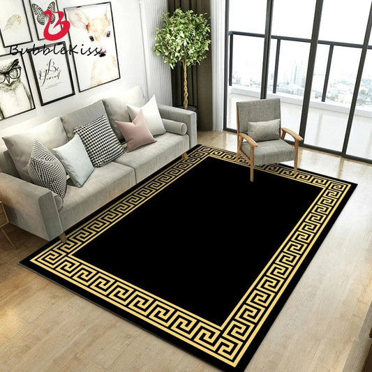 ALDO Decor > Rugs 2.6 feet Wide x 4 feet Long / Polyester / Green and Gold Modern  Designer Black and Gold Luxury Non-Slip Rug Carpet