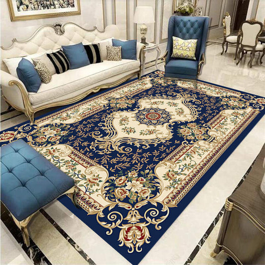 ALDO Decor > Rugs 2 feet Wide x 3 feet Long / Polyester / Multicolor Designer Royal Blue and Gold Luxury Non-Slip  Rug Carpet