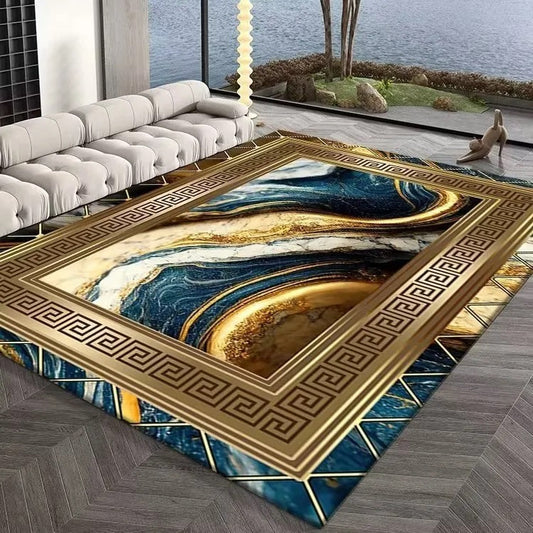 ALDO Decor > Rugs 60x90cm 23.6x35.4in / Flanel / Golden Abstract Golden Flanigan Modern Abstract Carpet Luxury Non-Slip Floor Mat Rug Carpet