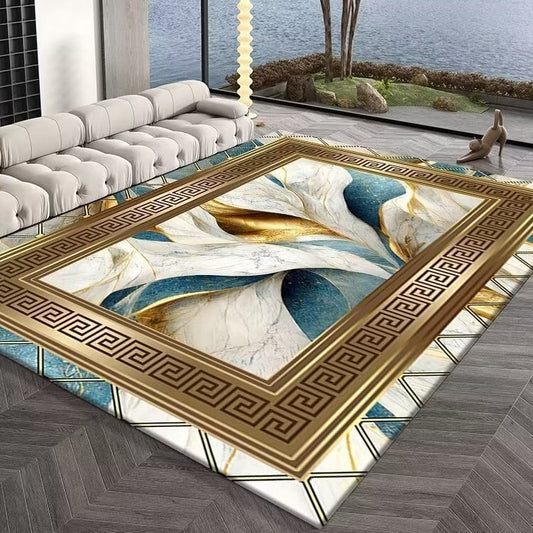 ALDO Decor > Rugs 60x90cm 23.6x35.4in / Flanel / Golden Abstract Golden Modern Abstract Carpet Luxury Non-Slip Floor Mat Rug Carpet