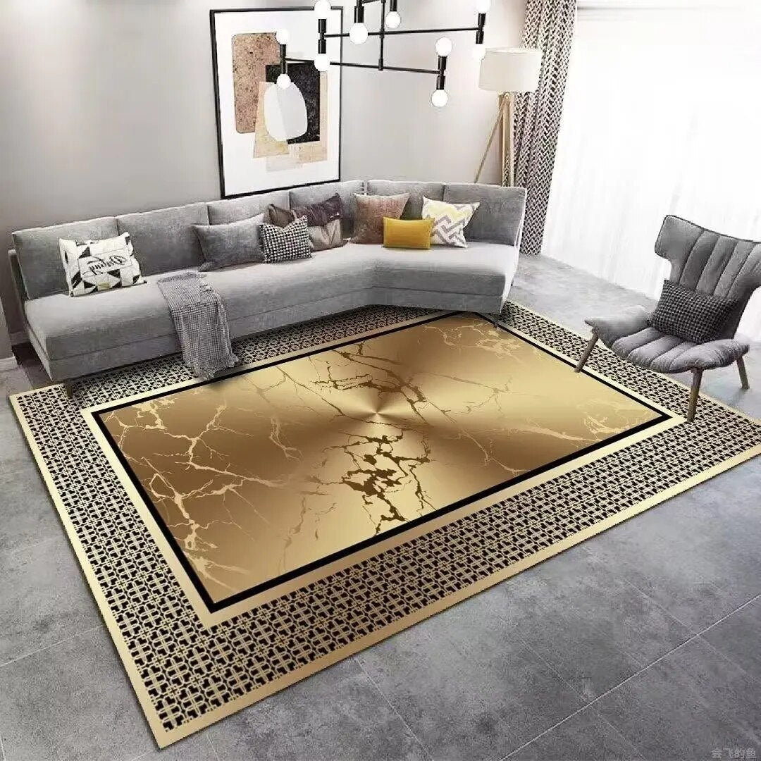 ALDO Decor > Rugs 60x90cm 23.6x35.4in / Fleece Fabric / Golden Gold Outem Ornament Luxuries Carpet Luxury Non-Slip Floor Mat Rug Carpet