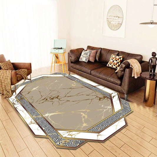 ALDO Decor > Rugs 60x90cm 23.6x35.4in / Fleece Fabric / Golden Medusa Flower Abigail Luxury Modetrn Ornament Carpet Non-Slip Floor Mat Rug Carpet