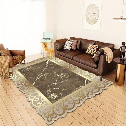 ALDO Decor > Rugs 60x90cm 23.6x35.4in / Fleece Fabric / Golden Medusa Flower Alice Luxury Modetrn Ornament Carpet Non-Slip Floor Mat Rug Carpe