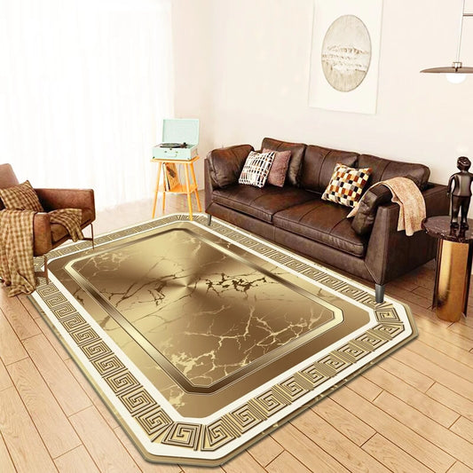 ALDO Decor > Rugs 60x90cm 23.6x35.4in / Fleece Fabric / Golden Medusa Flower Elizabeth Luxury Modetrn Ornament Carpet Non-Slip Floor Mat Rug Carpe