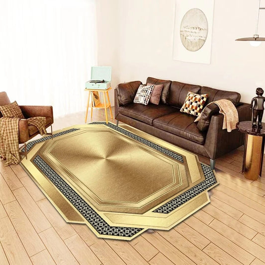 ALDO Decor > Rugs 60x90cm 23.6x35.4in / Fleece Fabric / Golden Medusa Flower Gabriella Luxury Modetrn Ornament Carpet Non-Slip Floor Mat Rug Carpe