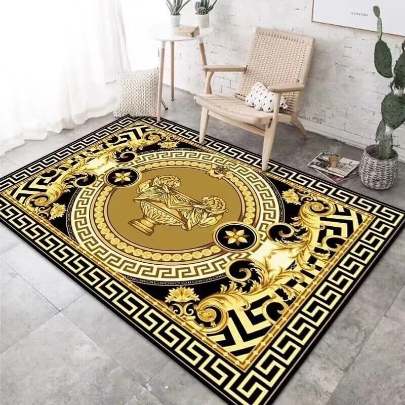 ALDO Decor > Rugs 60x90cm 23.6x35.4in / Fleece Fabric / Golden Versace Style  Glden  Ornament Carpet Luxury Non-Slip Floor Mat Rug Carpet