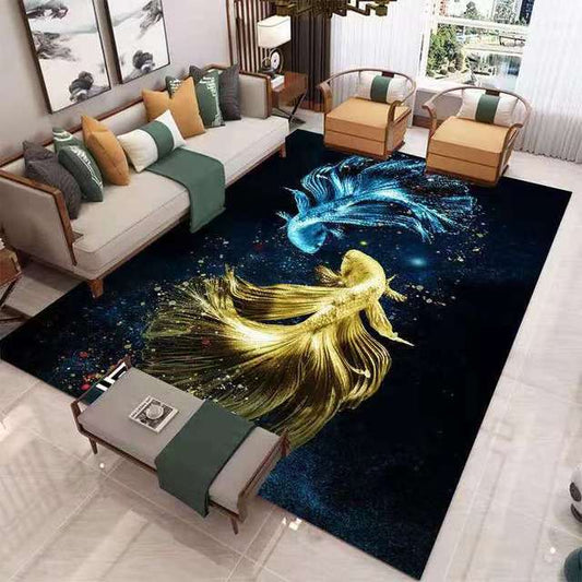 ALDO Decor / Rugs /carpet New 2 feet Wide x 3 feet Long / Polyester / Multicolor Modern 3D European Design Golden Fish Luxury Non-Slip  Rug Carpet
