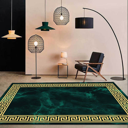 ALDO Decor > Rugs Luxury Marble Green and Gold Non-Slip Area Rug Carpet.