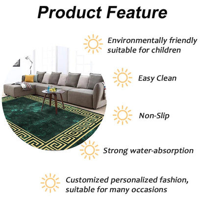 ALDO Decor > Rugs Luxury Marble Green and Gold Non-Slip Area Rug Carpet.