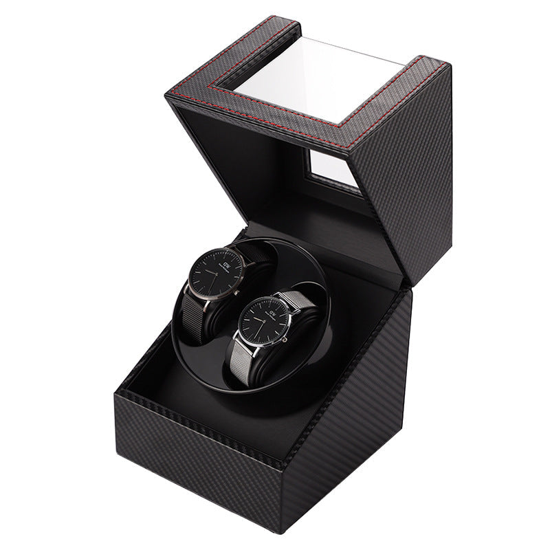 ALDO Décor > Watches 18*15*14cm/ 7" x 6" x 5.5" Inches / Brown / PU Leather Brown Automatic Auto Rotating Double Watch Winder Handmade Display Box  USB-DC Operated