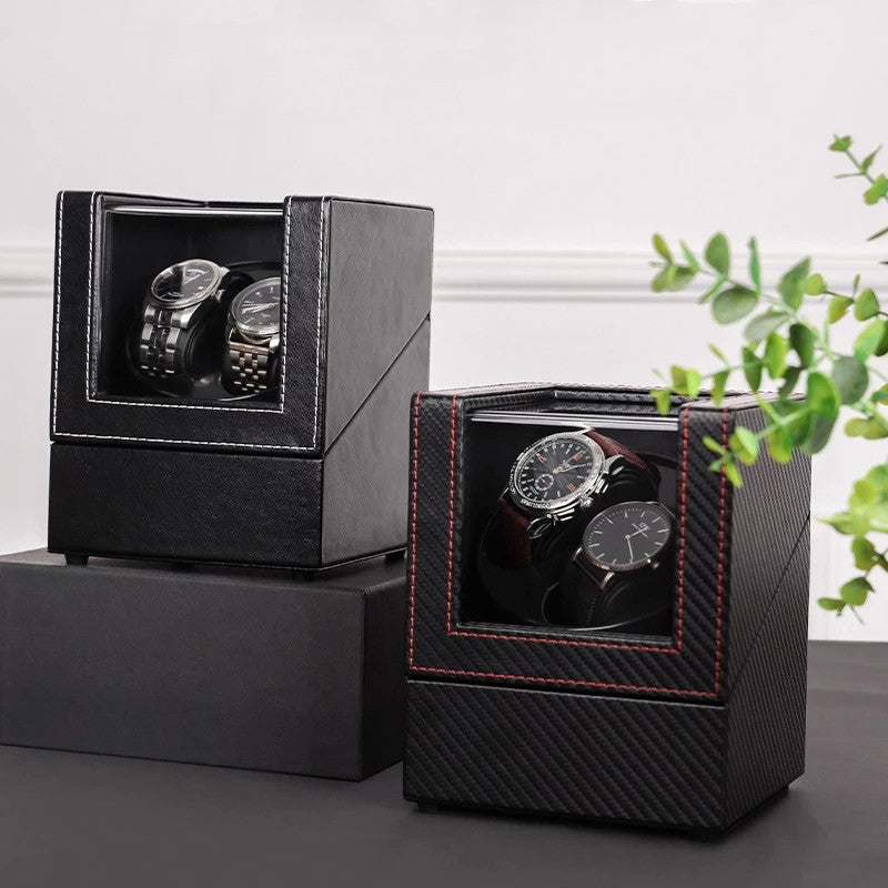 ALDO Décor > Watches Automatic Auto Rotating Double Watch Winder Handmade Display Box  USB-DC Operated