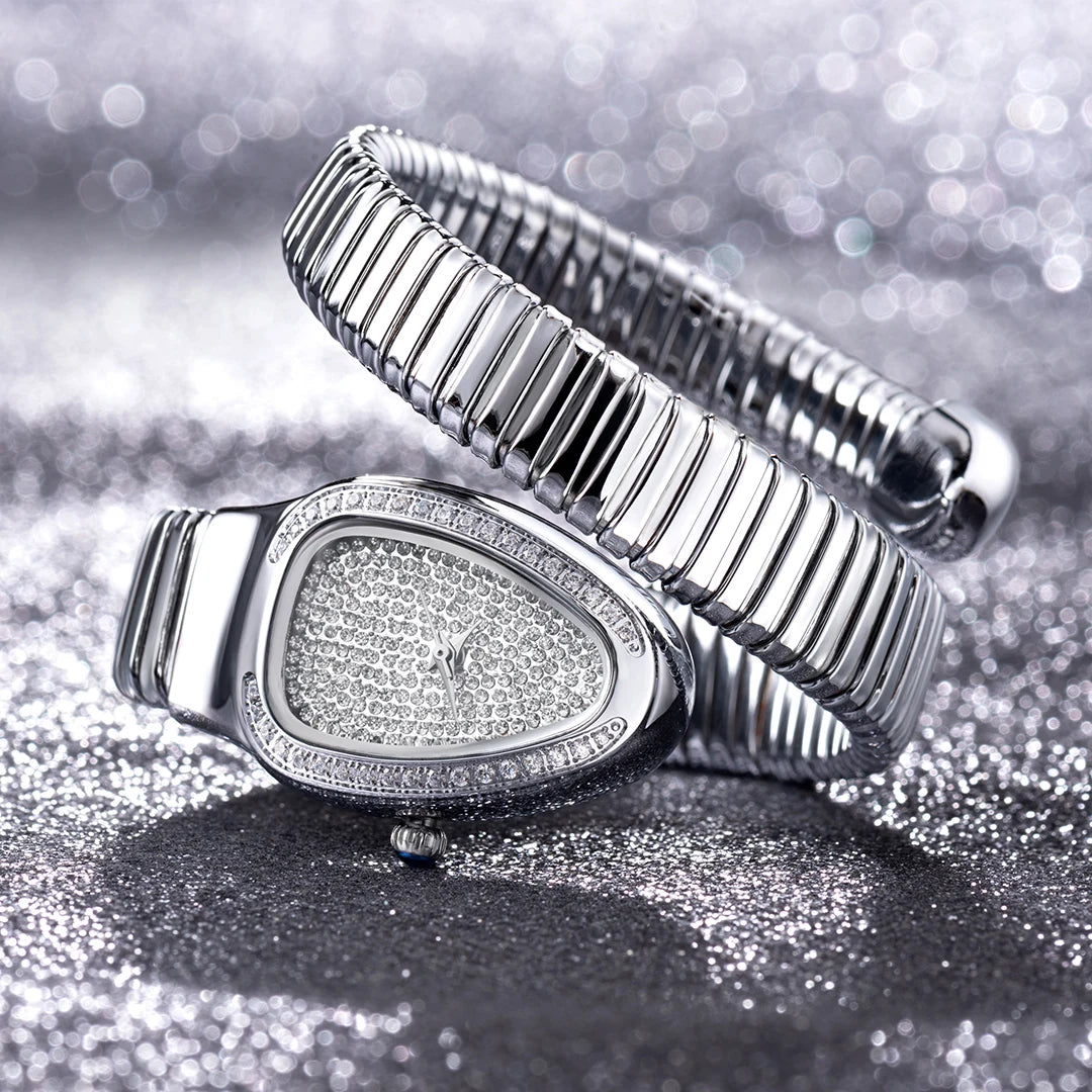 ALDO Décor > Watches Gold and Silver New Snake Design Luxury Wrist Quartz Watch For Women with Lab Diamonds